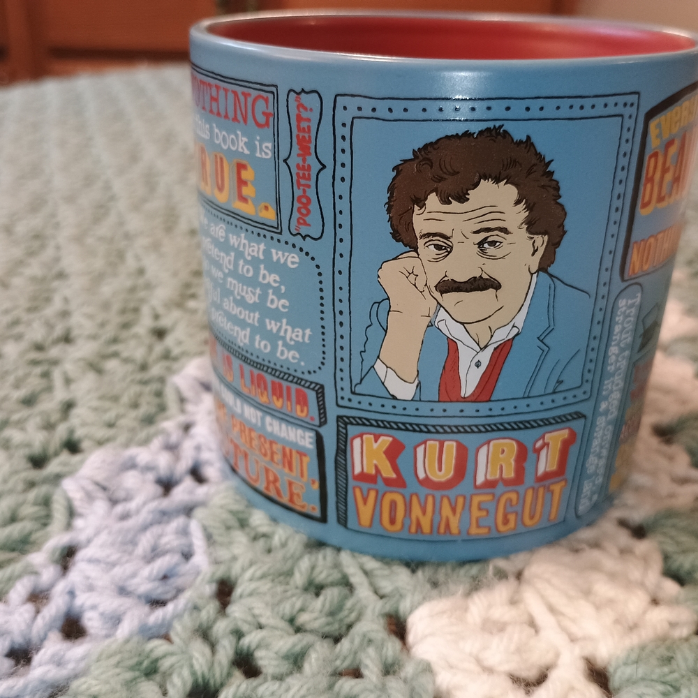 Kurt Vonnegut Illustrated Blue Mug